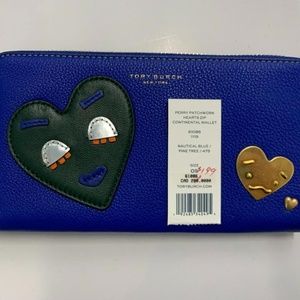 New Tory Burch Perry Patchwork Hearts Continental Wallet